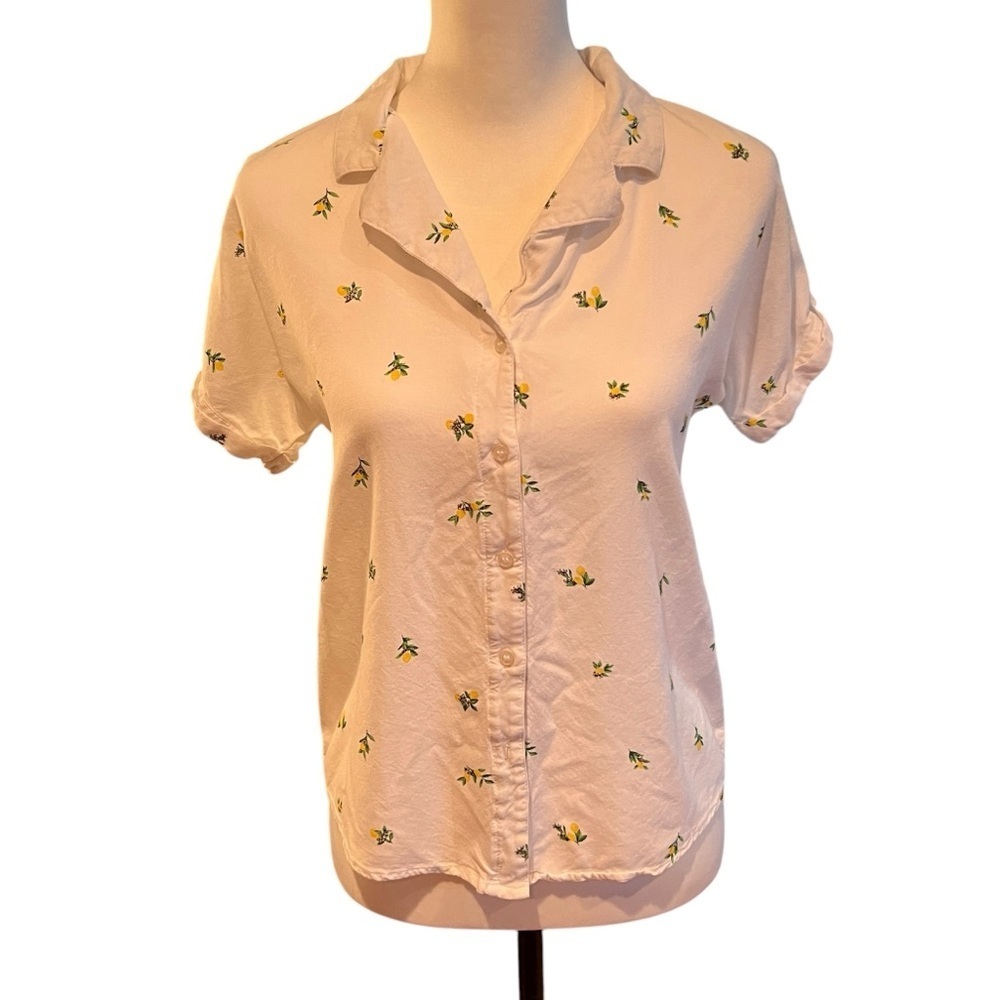 EMILY DANIELS Floral Print Button-Up Blouse SZ S